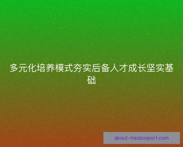 多元化培养模式夯实后备人才成长坚实基础