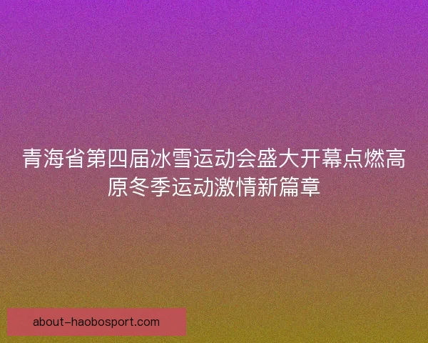 青海省第四届冰雪运动会盛大开幕点燃高原冬季运动激情新篇章